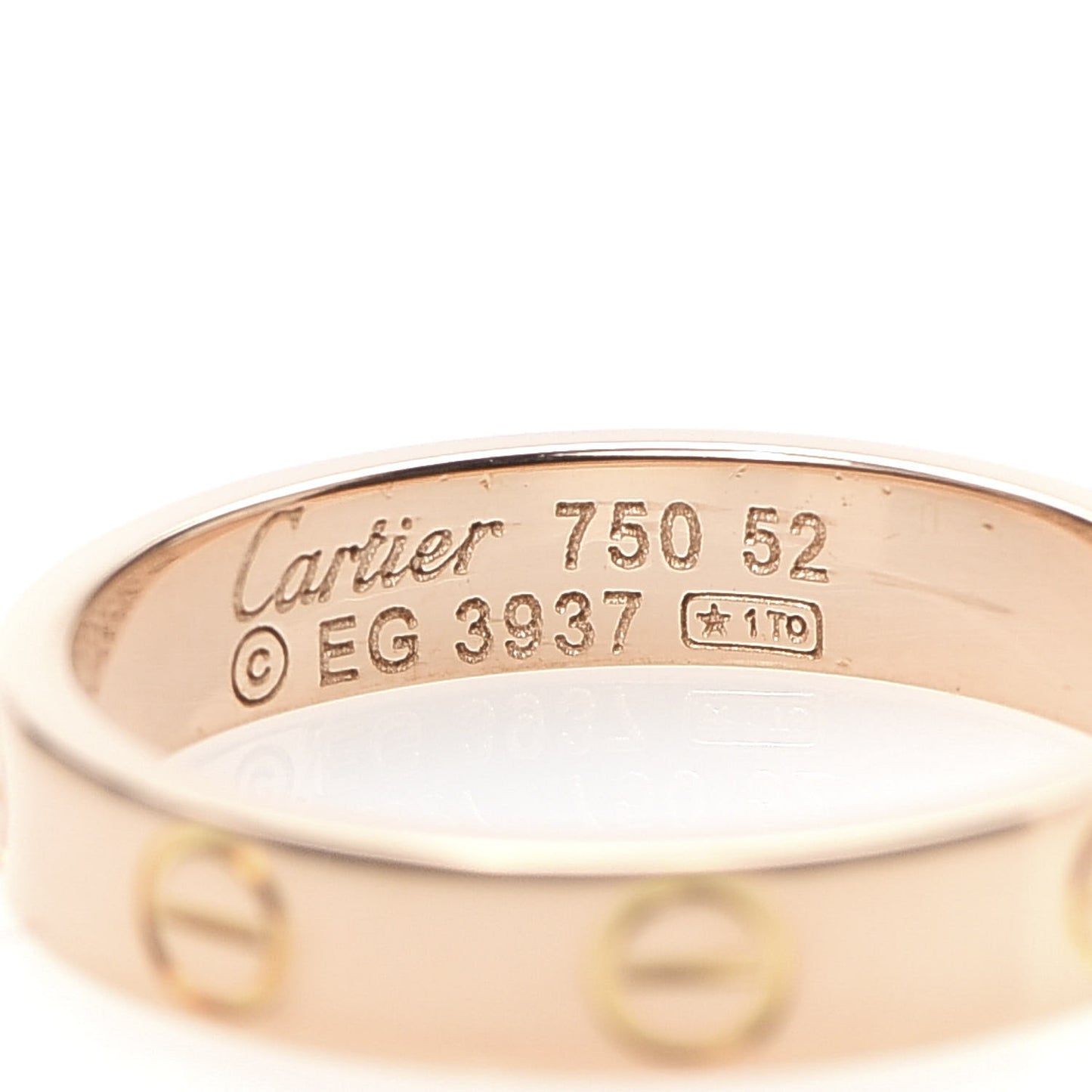 18K Pink Gold 3.5mm LOVE Wedding Band Ring 52 6