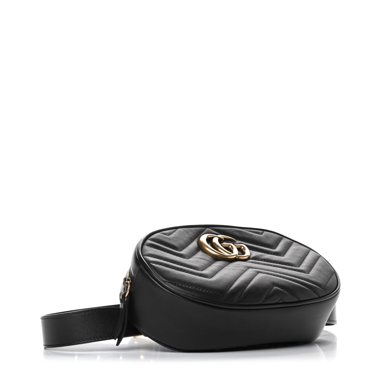Gucci Calfskin Matelasse GG Marmont Belt Bag 85 34 Black 3 of 4