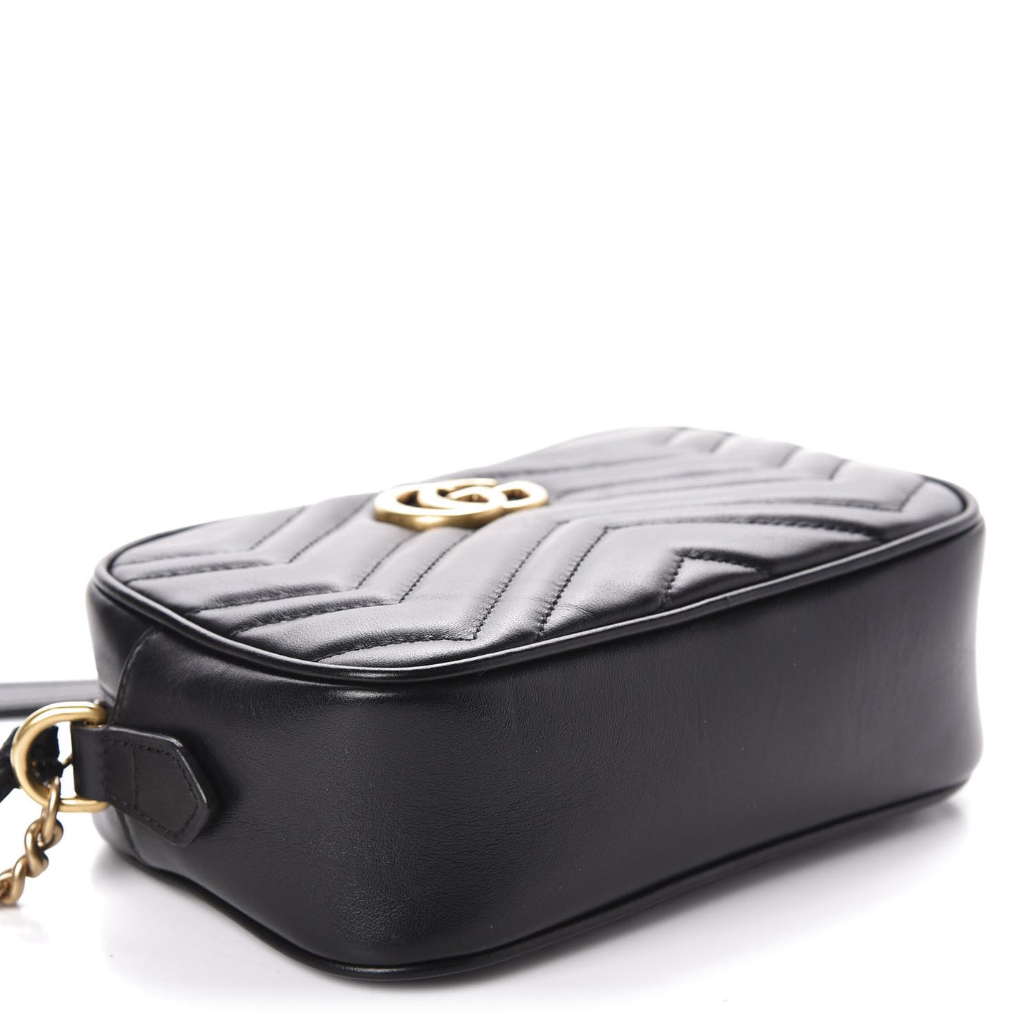 Calfskin Matelasse Mini GG Marmont Chain Shoulder Bag Black