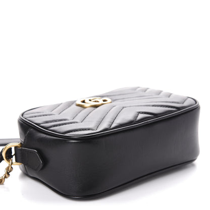 Gucci Calfskin Matelasse Mini GG Marmont Chain Shoulder Bag Black 4 of 10