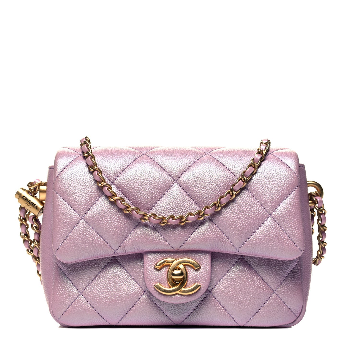 Iridescent Caviar Quilted Mini My Perfect Flap Pink