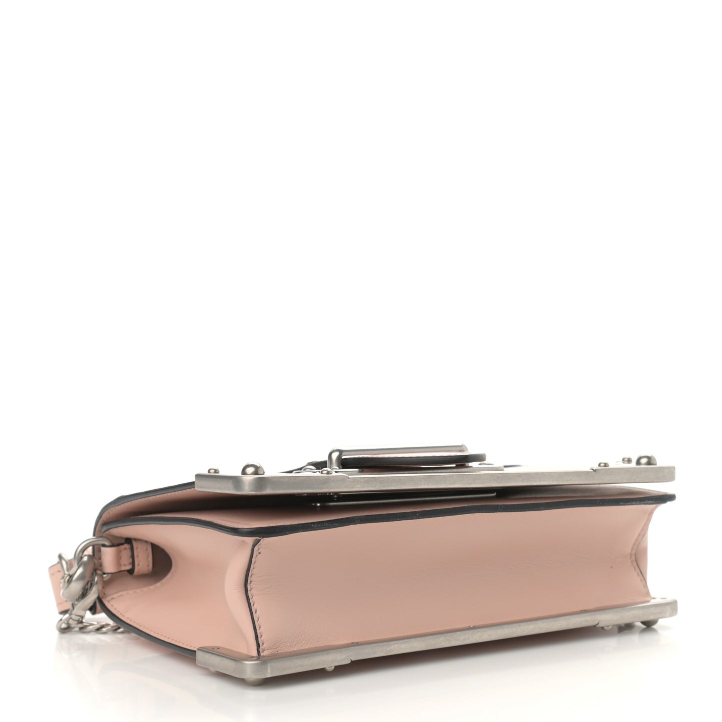 Spazzolato Soft Calf Cahier Chain Wristlet Clutch Pesca