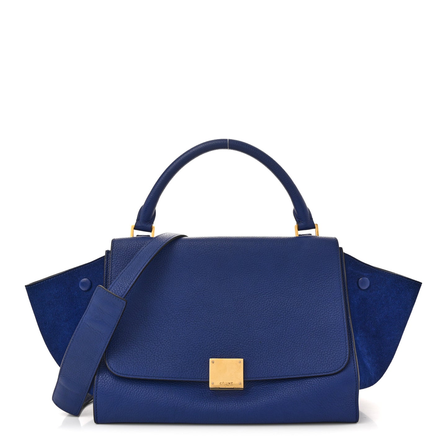 Drummed Calfskin Suede Small Trapeze Indigo