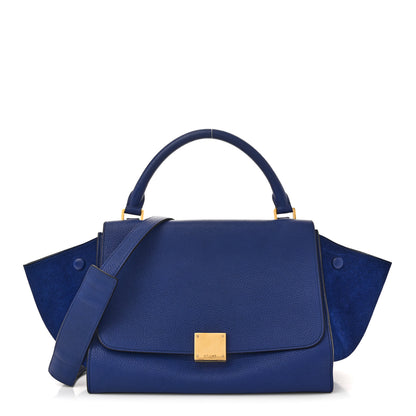 Celine Drummed Calfskin Suede Small Trapeze Indigo 1 of 16