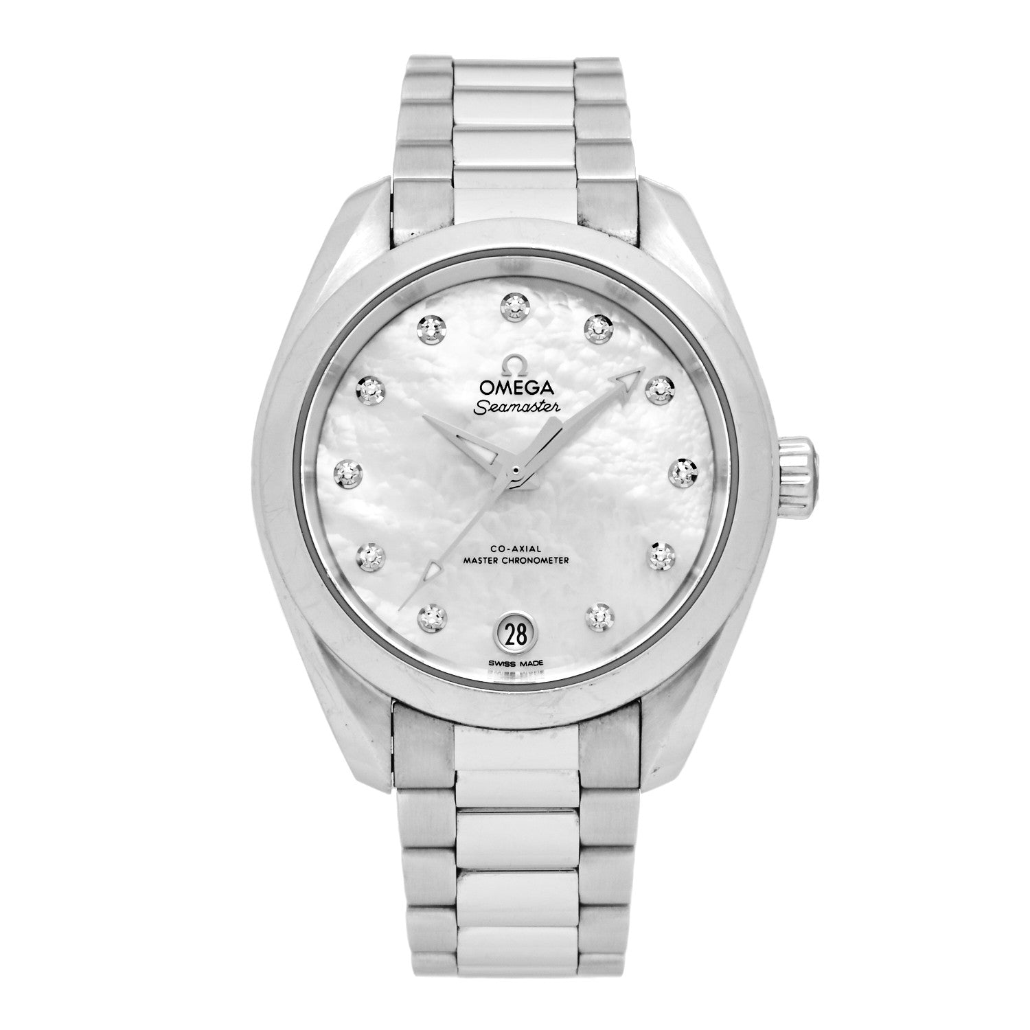 Omega Stainless Steel Diamond Mother of Pearl 34mm Seamaster Aqua Terra Co-Axial Master Chronometer Automatic Watch 220.10.34.20.55.001 1 of 5