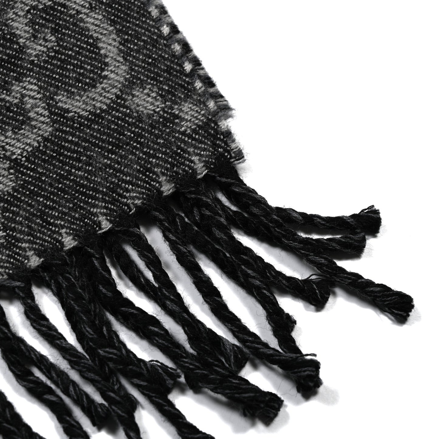 Wool Jacquard GG Monogram Scarf Grey Black