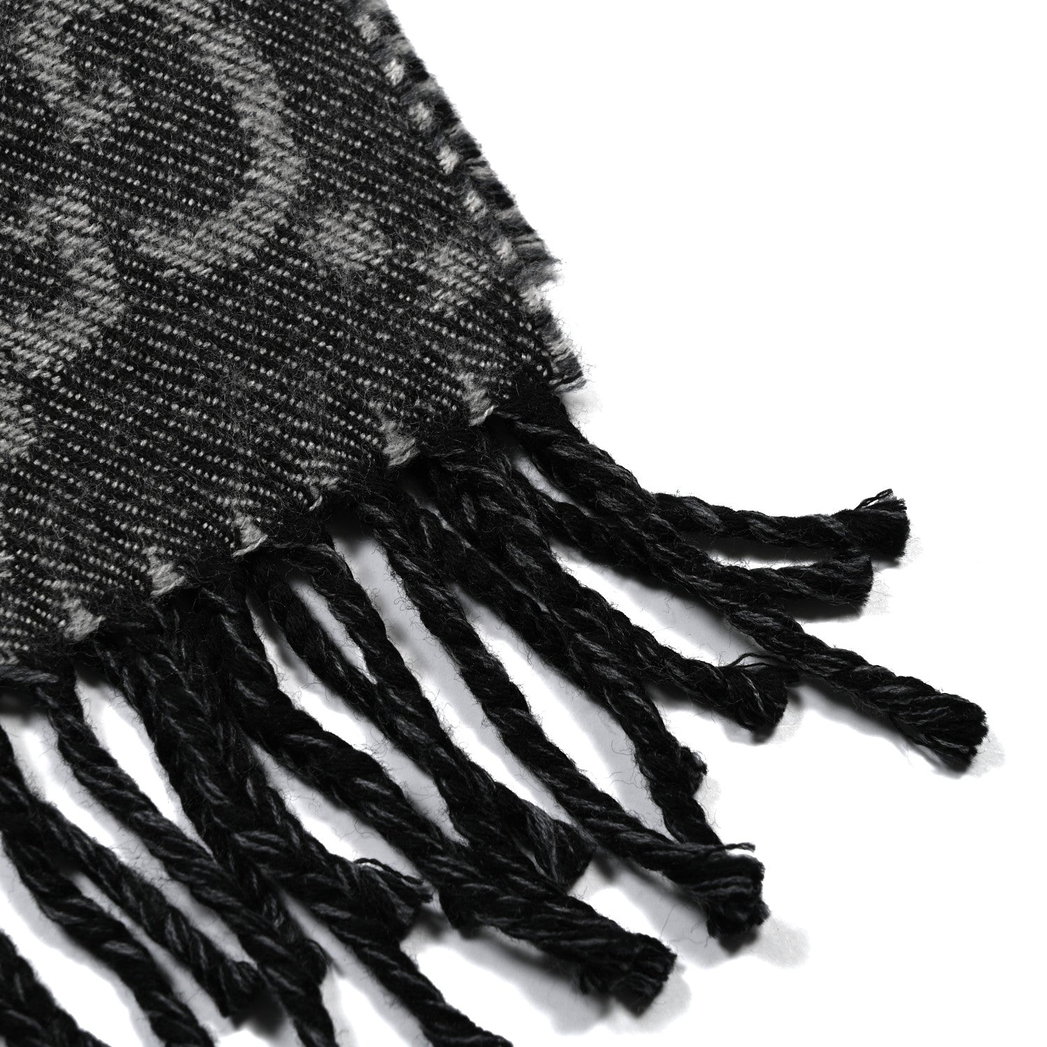 Gucci Wool Jacquard GG Monogram Scarf Grey Black 5 of 5