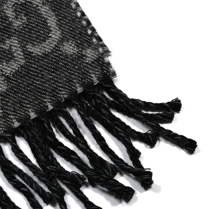 Gucci Wool Jacquard GG Monogram Scarf Grey Black 5 of 5