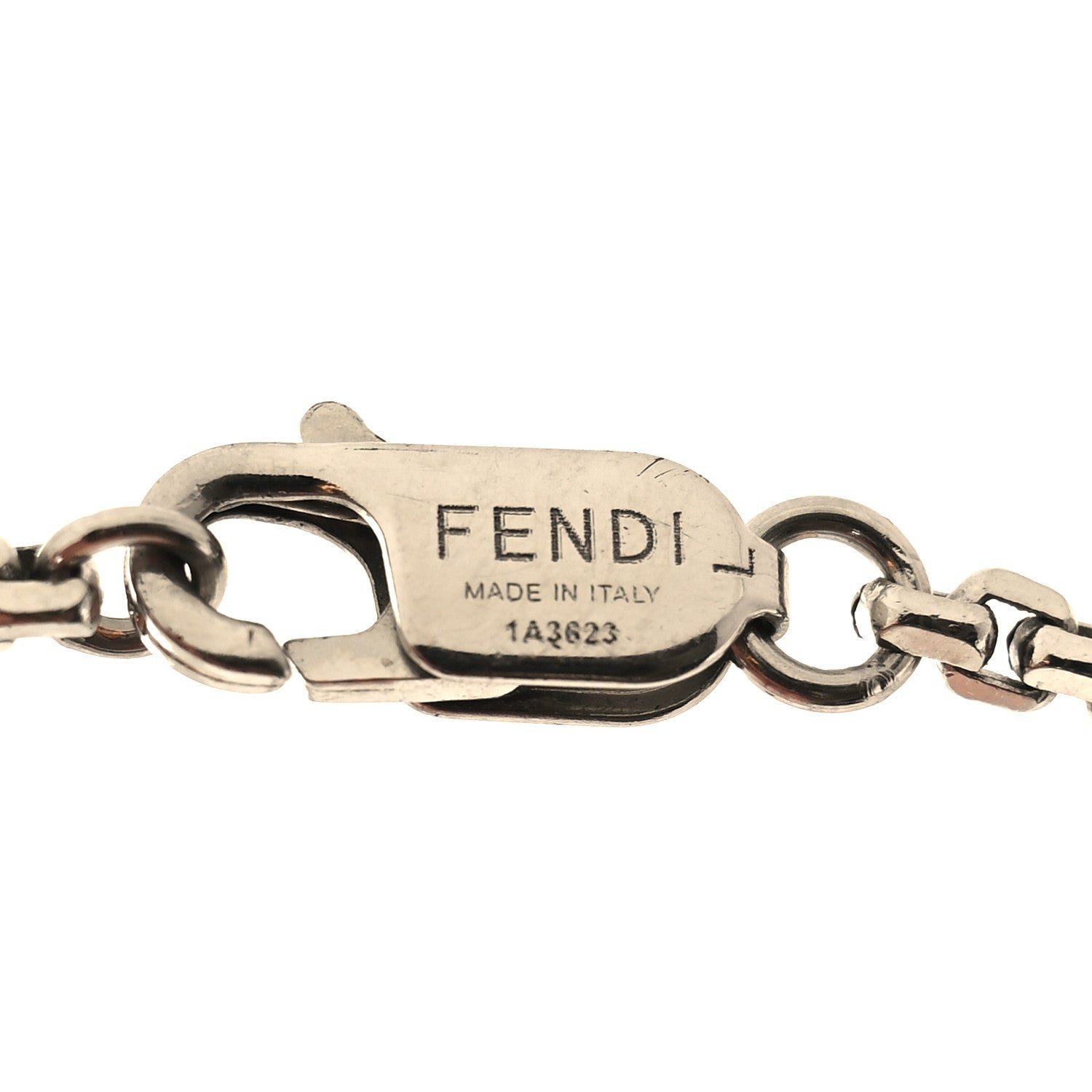 Fendi Brass Enamel O Lock Clover Bracelet Silver Green 4 of 4