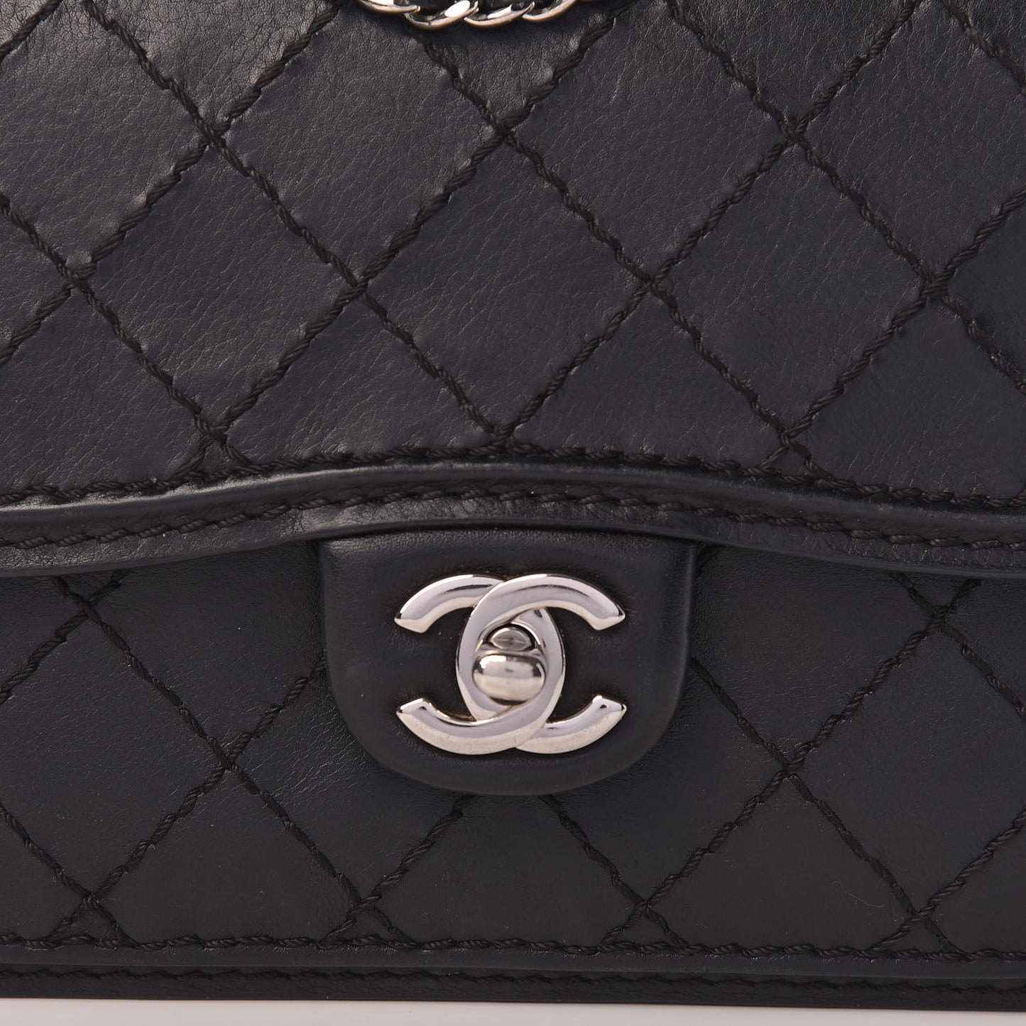 Calfskin Stitched Small Crossbody Flap Black