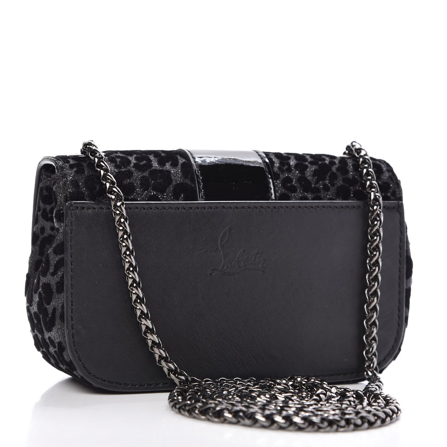Floque Patent Glitter Leo Sweet Charity Crossbody Bag Black