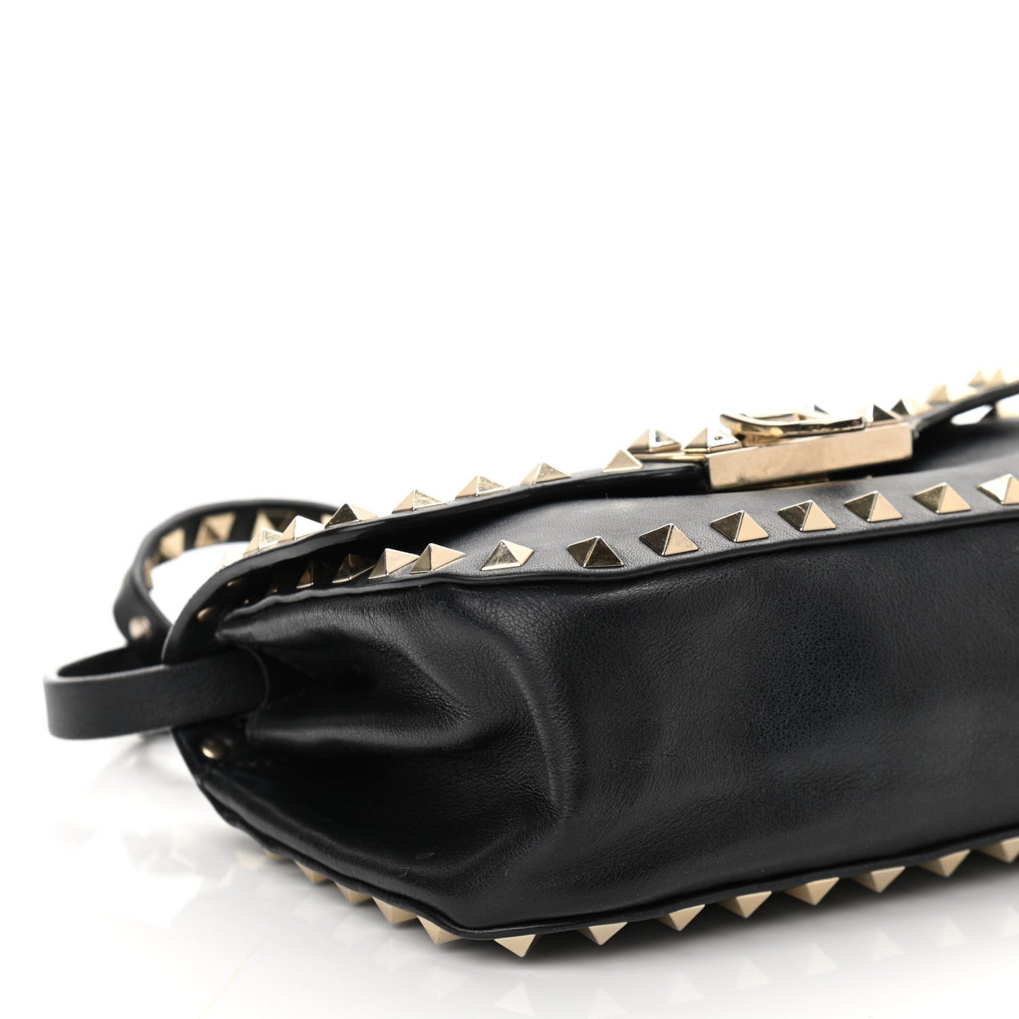 Vitello Mini Rockstud Flap Saddle Crossbody Bag Black