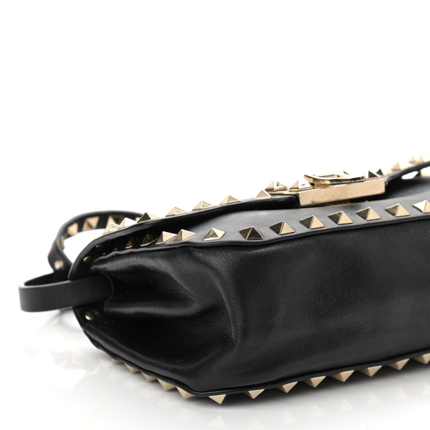 Valentino Garavani Vitello Mini Rockstud Flap Saddle Crossbody Bag Black 7 of 8