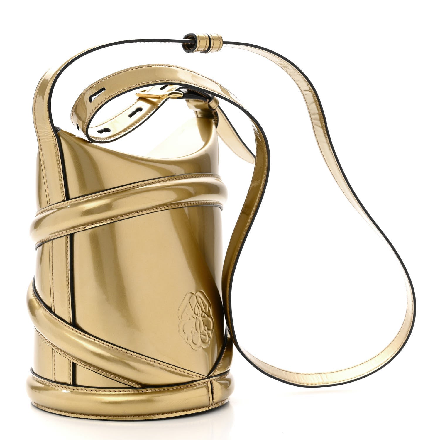 Alexander McQueen Metallic Calfskin The Curve Shoulder Bag Gold 3 of 10