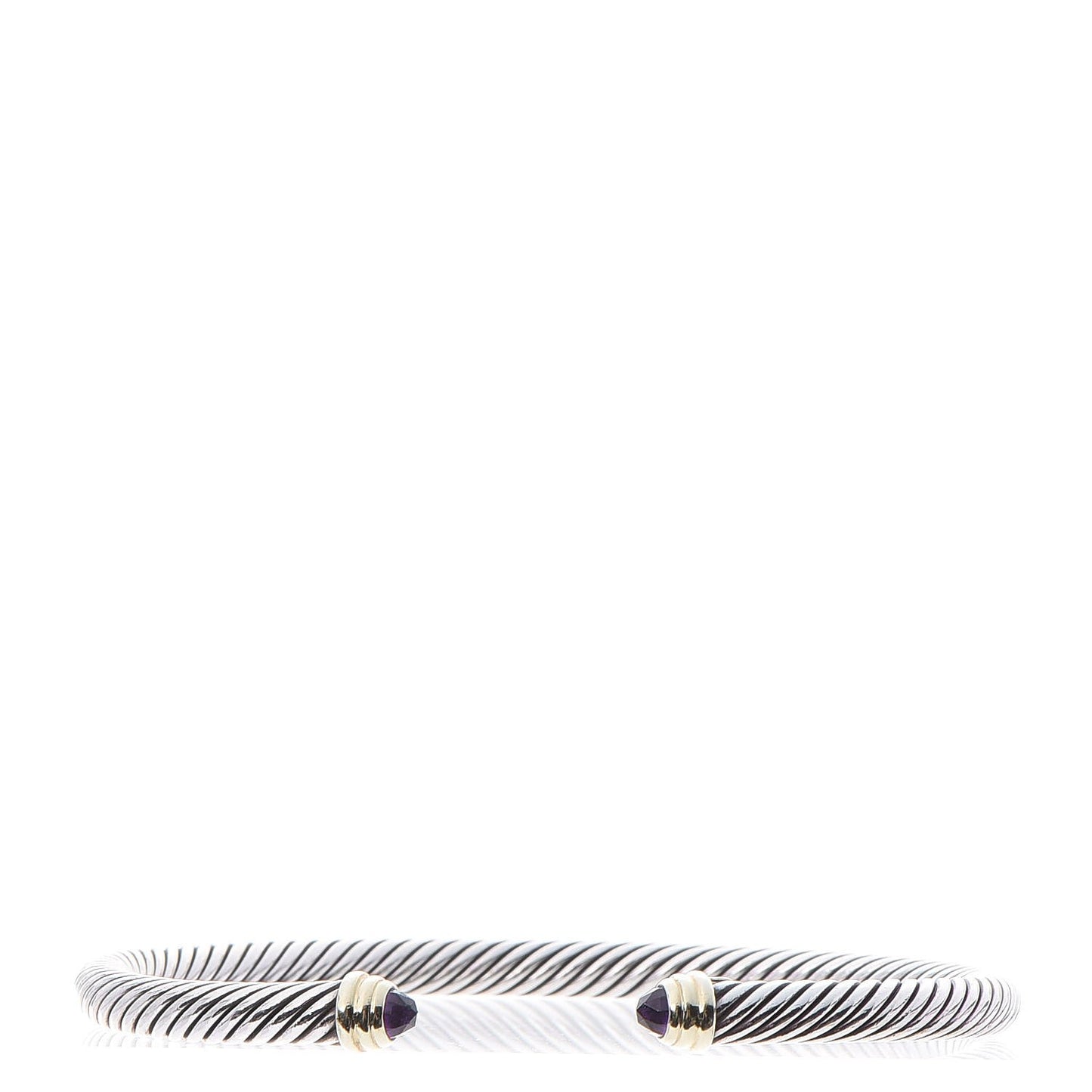 Sterling Silver 14K Yellow Gold Amethyst 5mm Cable Classics Petite Color Bracelet