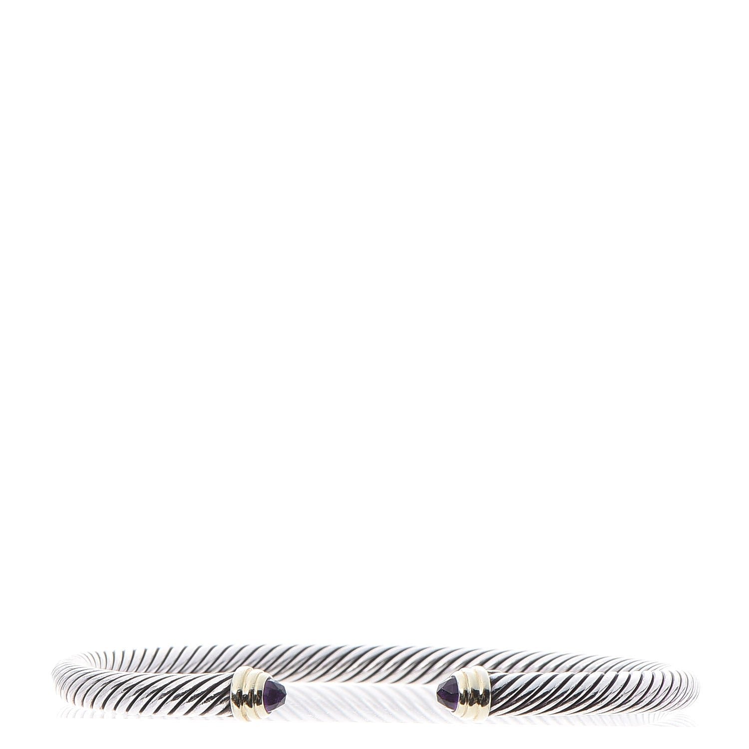 David Yurman Sterling Silver 14K Yellow Gold Amethyst 5mm Cable Classics Petite Color Bracelet 1 of 5