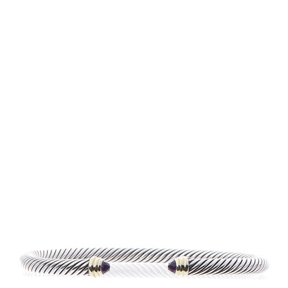 David Yurman Sterling Silver 14K Yellow Gold Amethyst 5mm Cable Classics Petite Color Bracelet 1 of 5