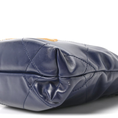 Chanel Shiny Calfskin Quilted Mini Chanel 22 Navy Blue 9 of 9