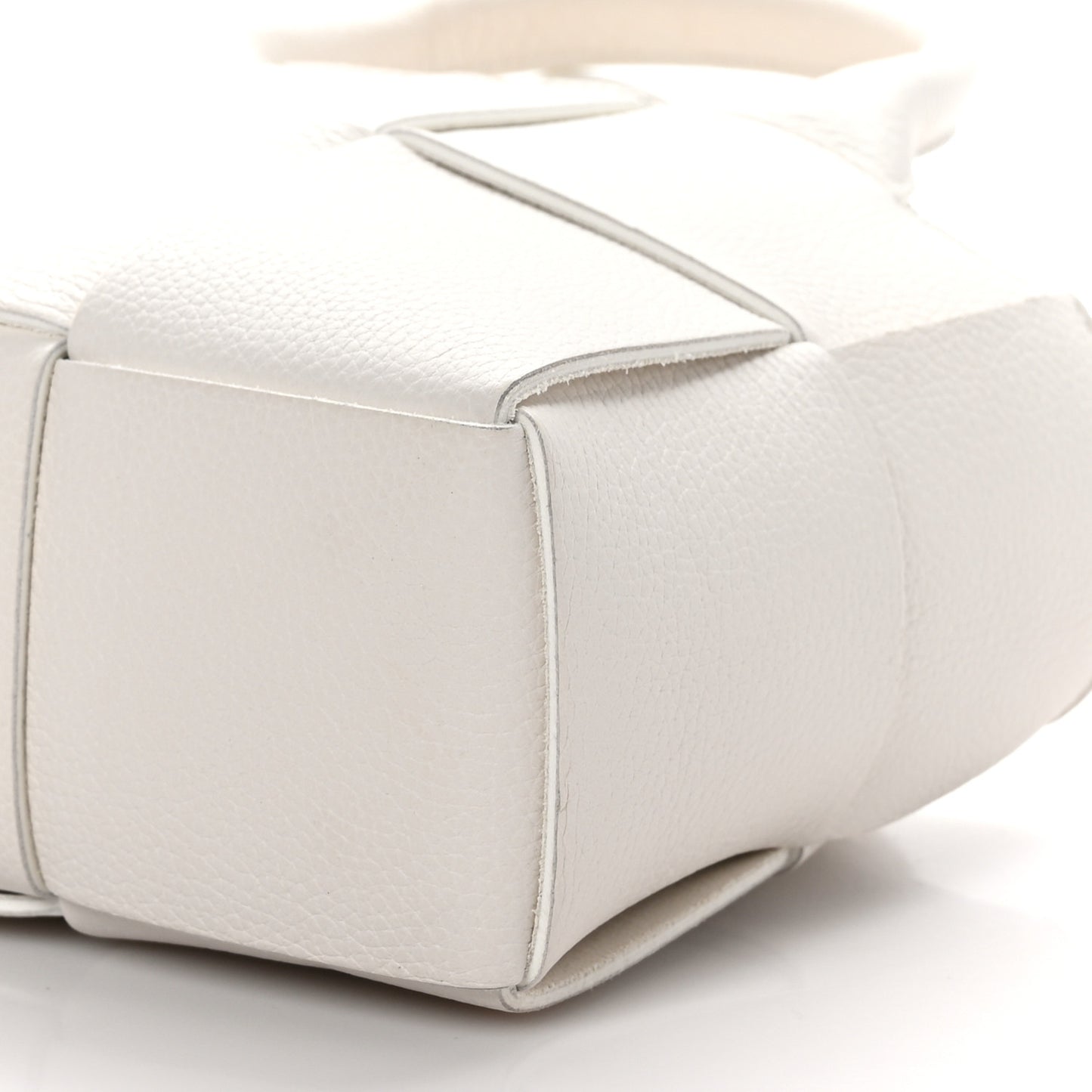 BOTTEGA VENETA Grained Calfskin Intrecciato Candy Arco Tote White