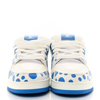 Louis Vuitton LV X YK Calfskin Printed Mens Infinity Dots Trainer Sneakers 10 White Blue 3 of 11