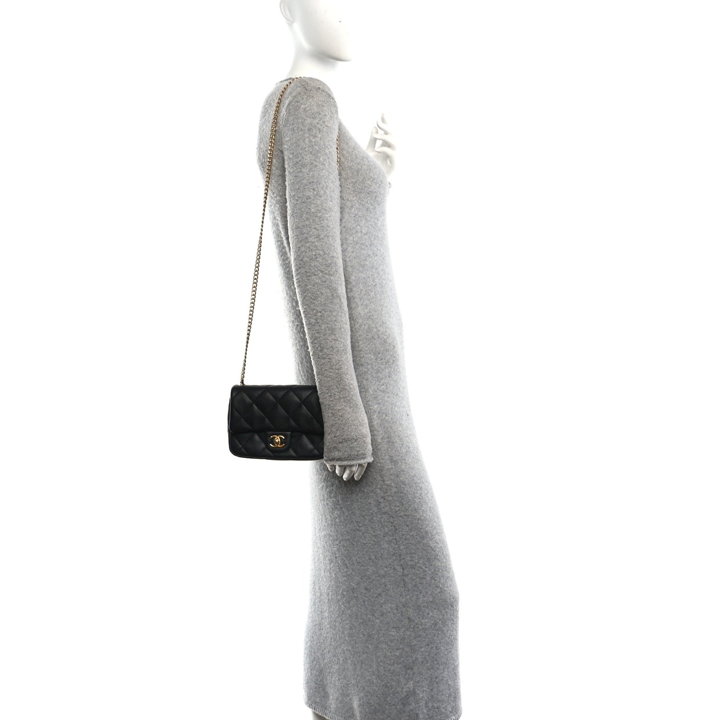 Caviar Quilted Mini Sweetheart Rectangular Flap Black