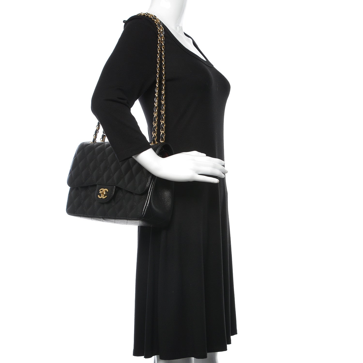 Chanel Caviar Quilted Jumbo Double Flap Black 2 of 10