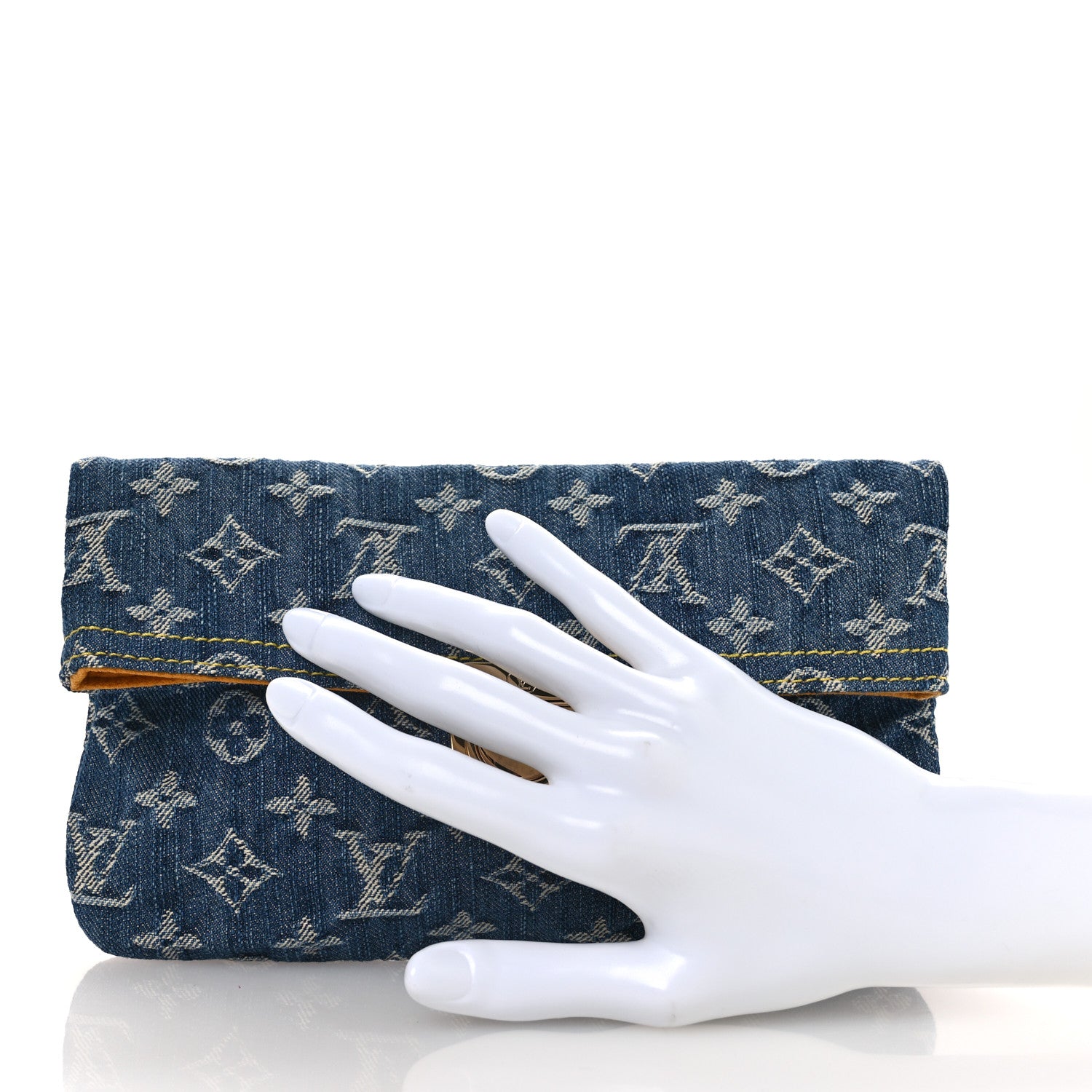 Louis Vuitton Monogram Denim Pochette Plat Clutch Blue 2 of 11