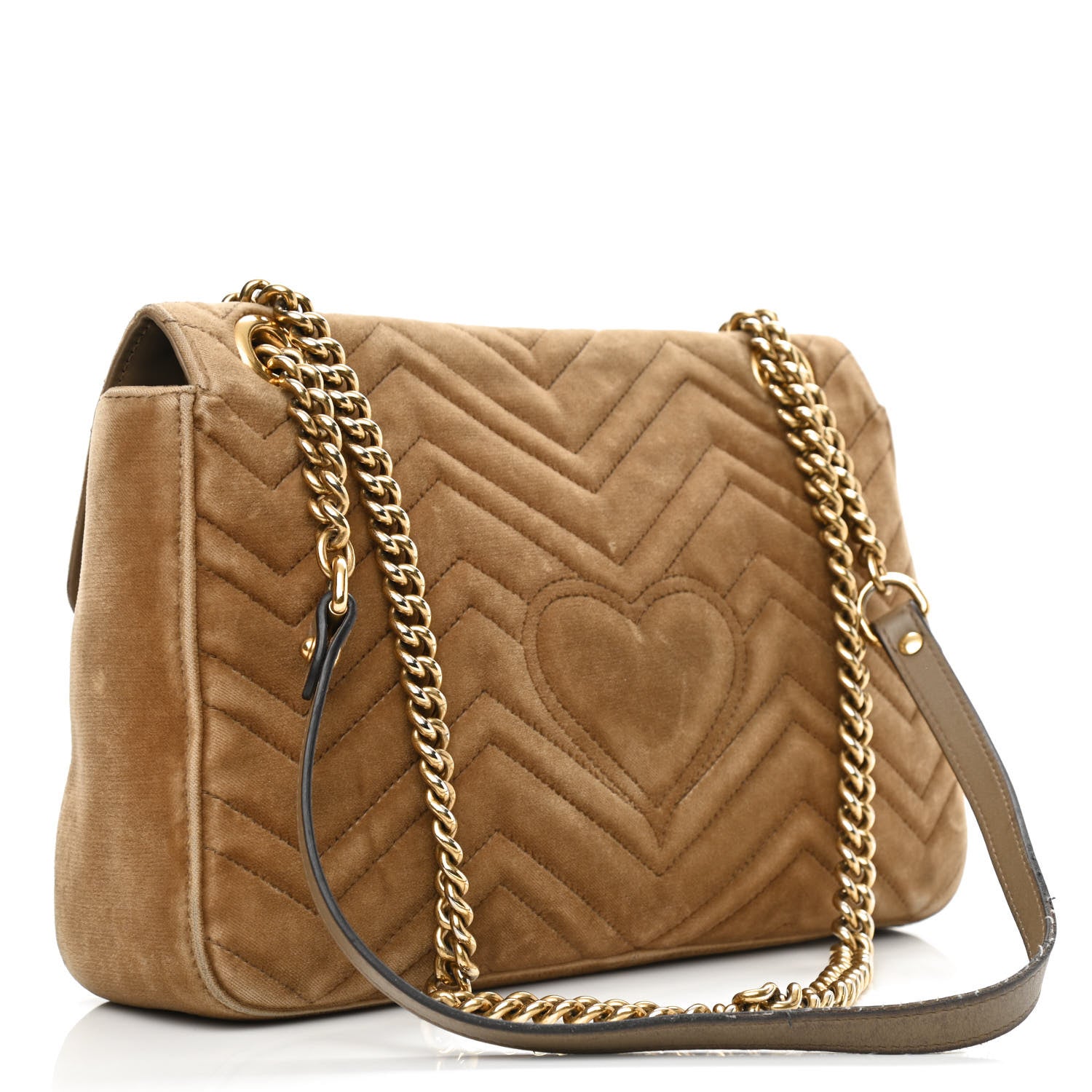 Gucci Velvet Matelasse Medium GG Marmont Shoulder Bag Taupe 3 of 12