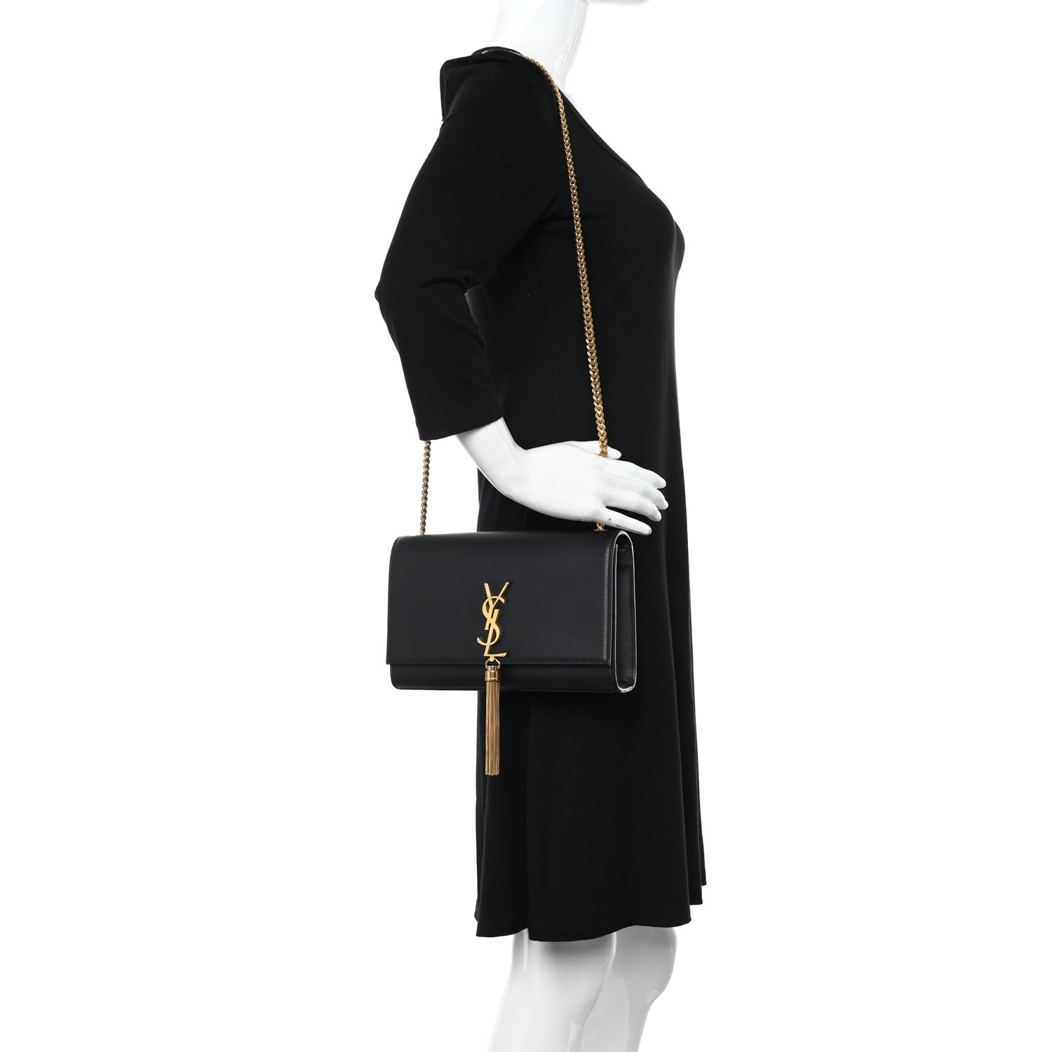 Saint Laurent Smooth Calfskin Medium Classic Monogram Kate Tassel Satchel Black 2 of 9