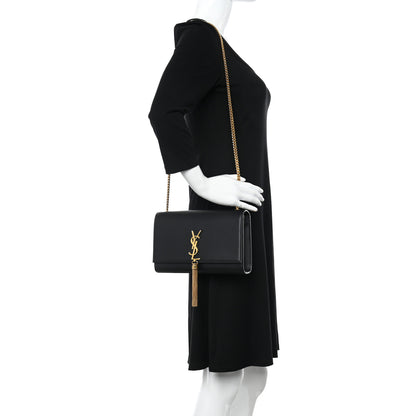 Saint Laurent Smooth Calfskin Medium Classic Monogram Kate Tassel Satchel Black 2 of 9
