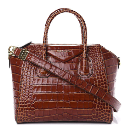 Givenchy Calfskin Crocodile Embossed Small Antigona Cognac 1 of 9