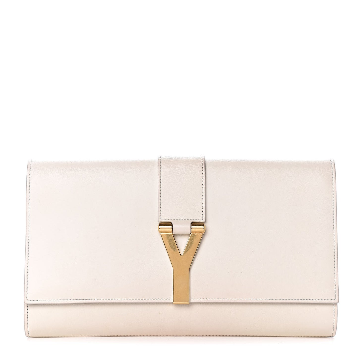 Calfskin Classic Y Clutch White