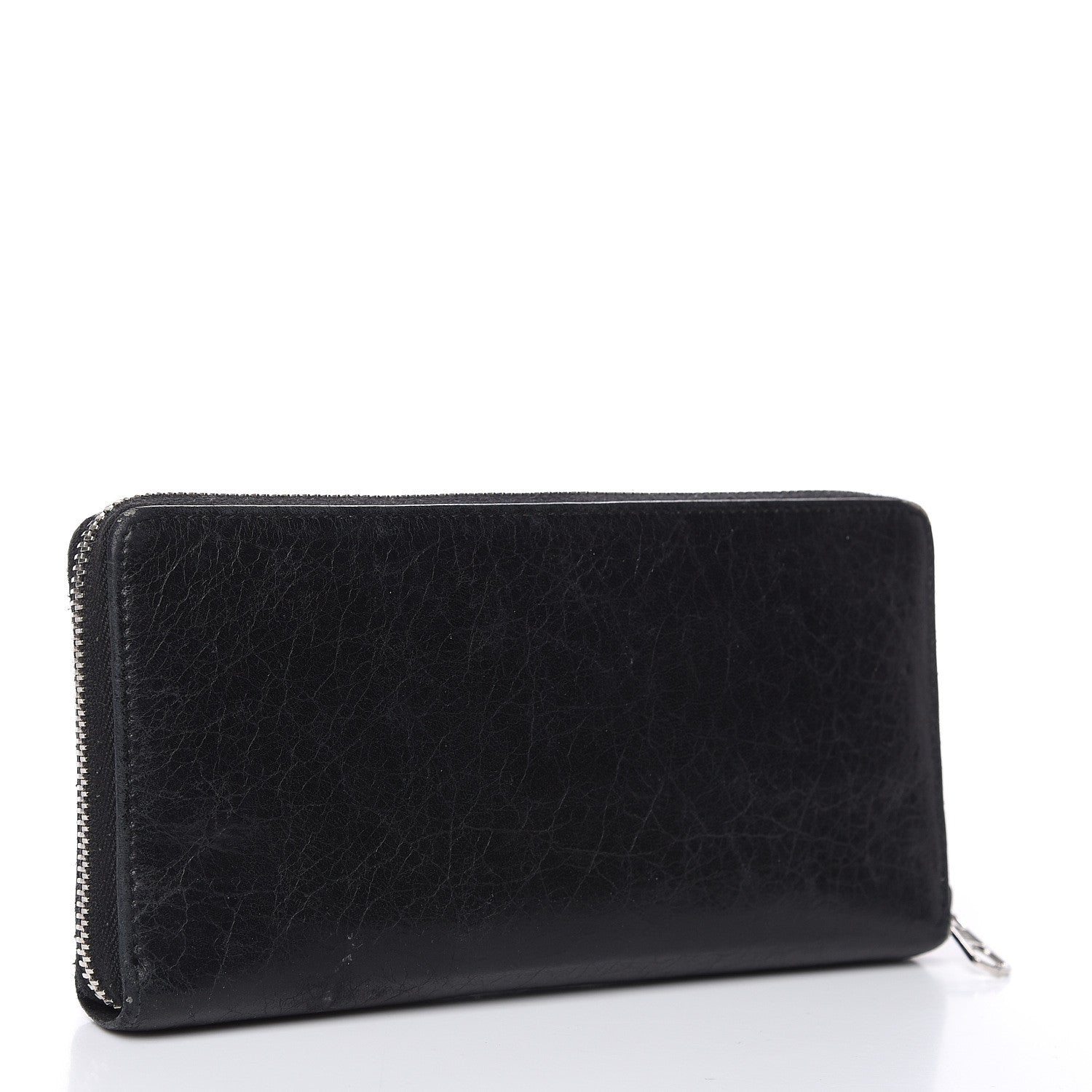 Balenciaga Agneau Giant 12 Silver Hardware Continental Zip Around Wallet Black 3 of 13