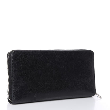 Balenciaga Agneau Giant 12 Silver Hardware Continental Zip Around Wallet Black 3 of 13