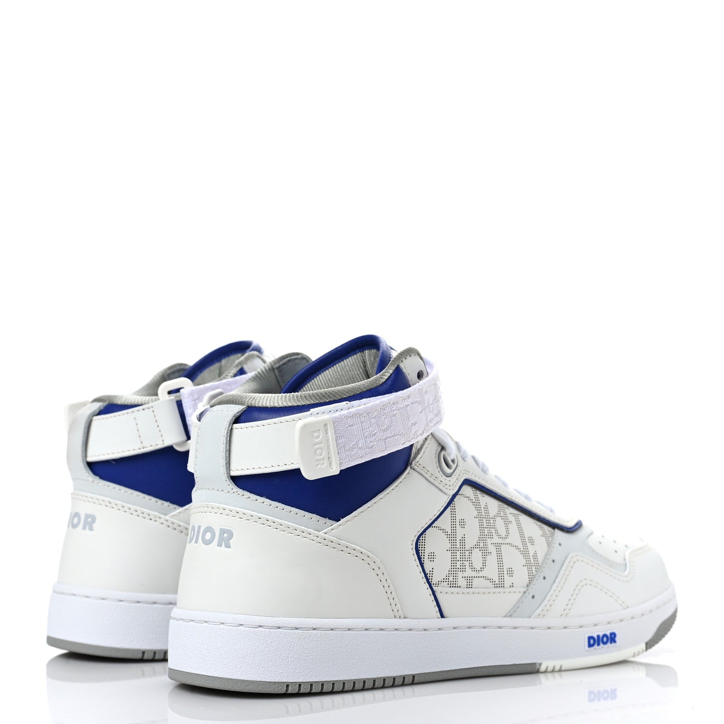 Smooth Calfskin Oblique Galaxy Perforated Mens B27 Mid Top Sneakers 41 White Blue