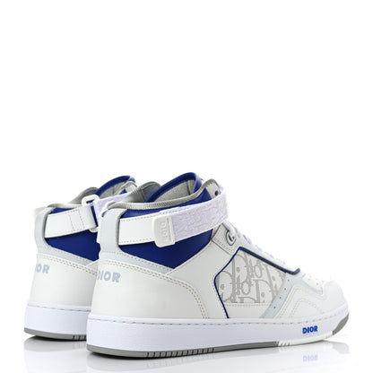 Christian Dior Smooth Calfskin Oblique Galaxy Perforated Mens B27 Mid Top Sneakers 41 White Blue 4 of 10
