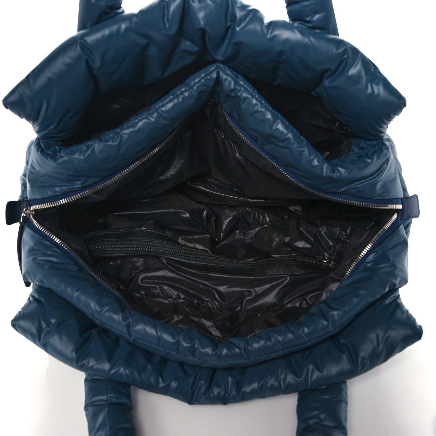 Nylon Quilted Large Coco Cocoon Reversible Tote Blue