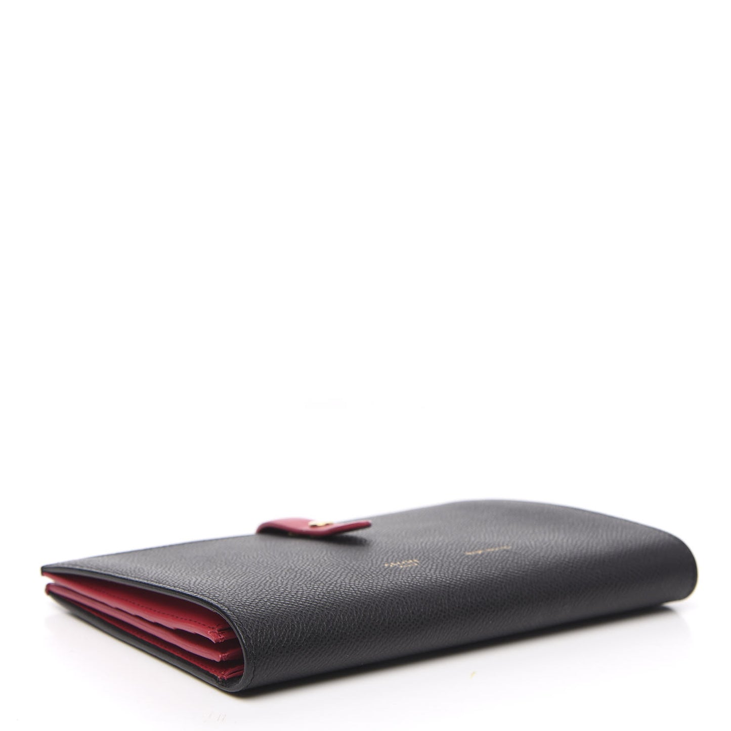 Grained Calfskin Large Multifunction Strap Wallet Black