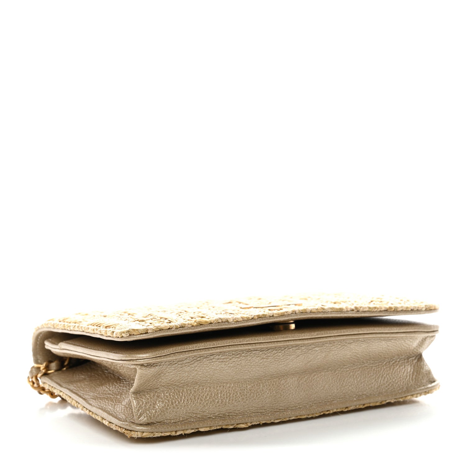 Chanel Woven Straw Braided Ancient Greek Wallet On Chain WOC Beige 10 of 34