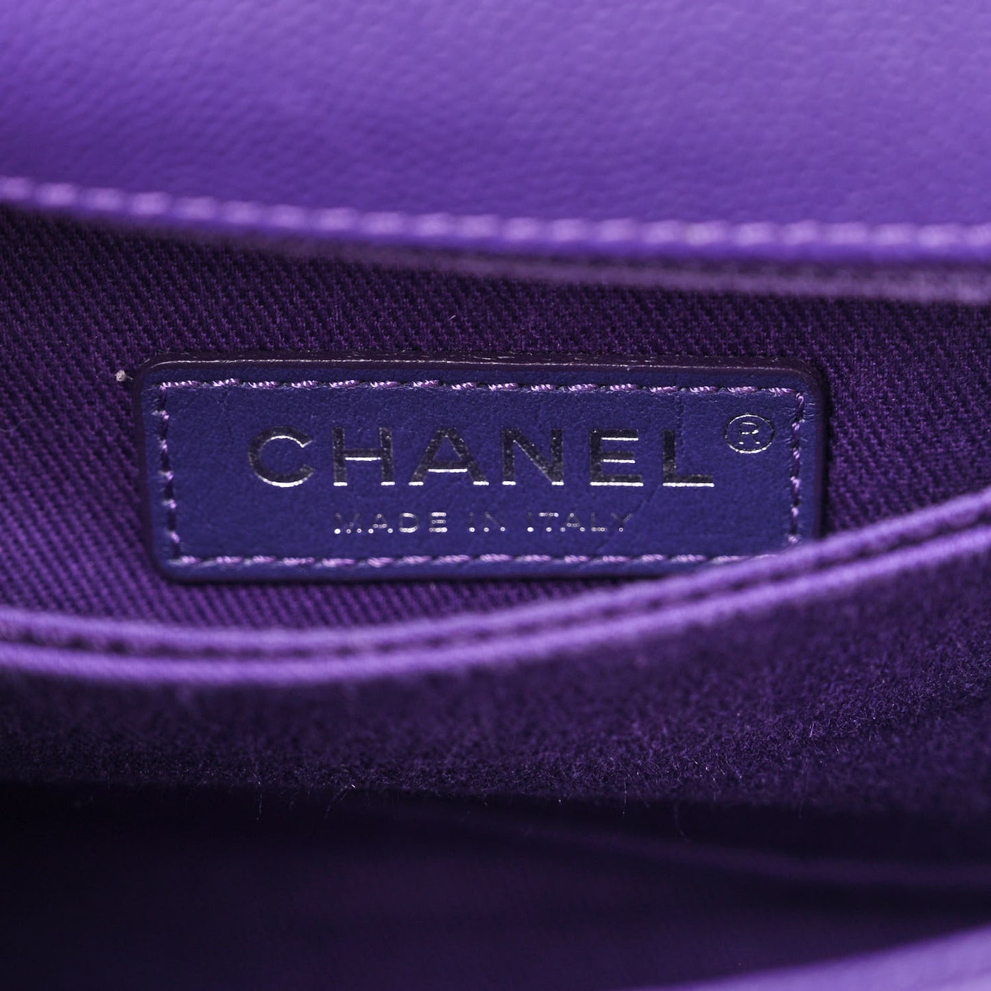 Caviar Chevron Quilted Mini Coco Handle Flap Purple