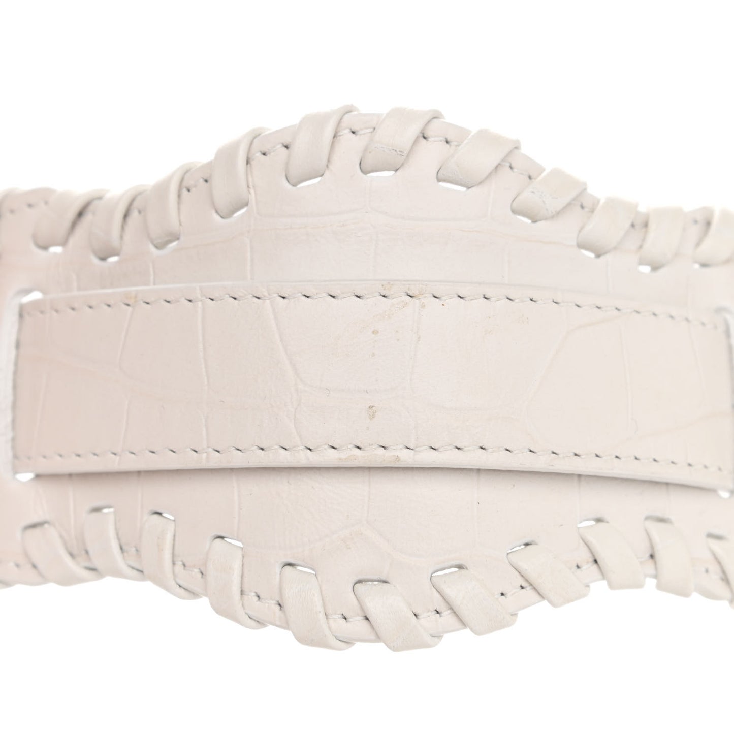 Extra Supple Calfskin Crocodile Embossed Le Cagole Shoulder Bag XS White