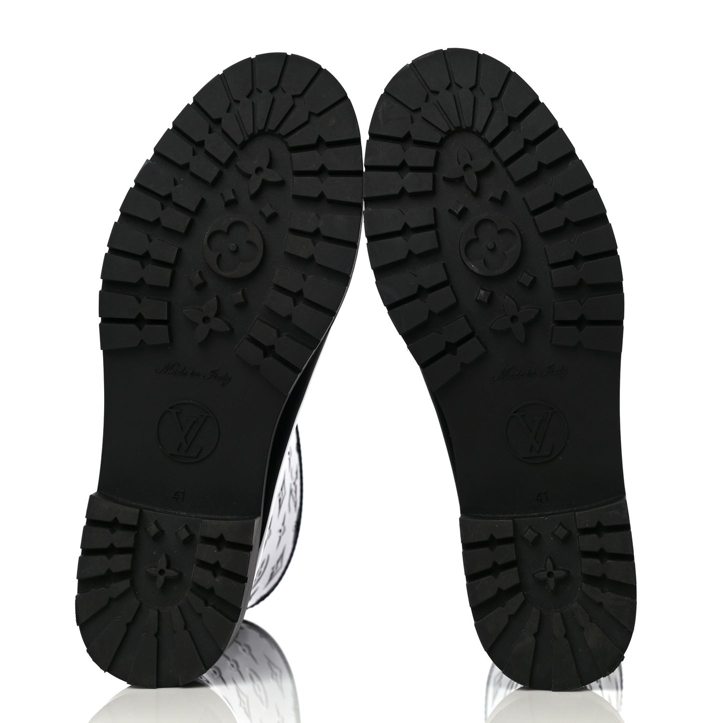 Rubber Embossed Monogram Drops Flat Half Boots 41 Black