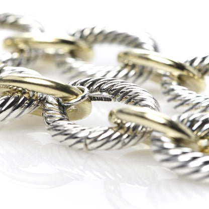 David Yurman Sterling Silver 18K Yellow Gold 17mm Extra Large Oval Link Bracelet 4 of 4