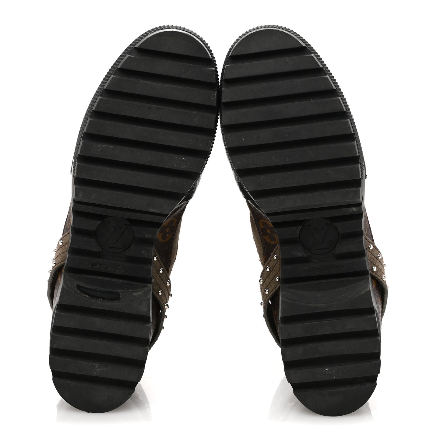 Suede Calfskin Monogram Laureate Platform Desert Boots 39 Kaki