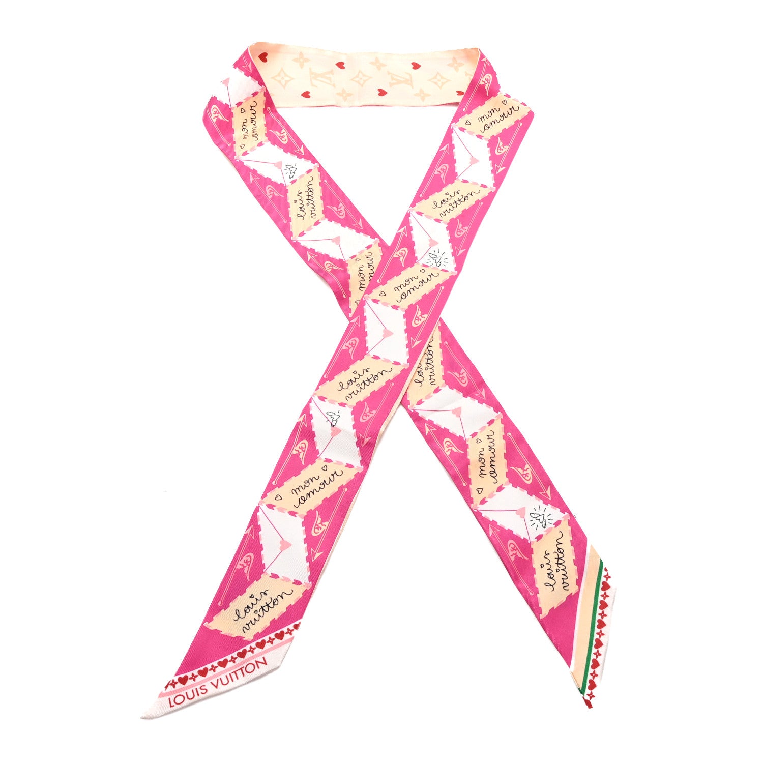 Louis Vuitton Silk Monogram LV Love Letters BB Bandeau Pink 1 of 4