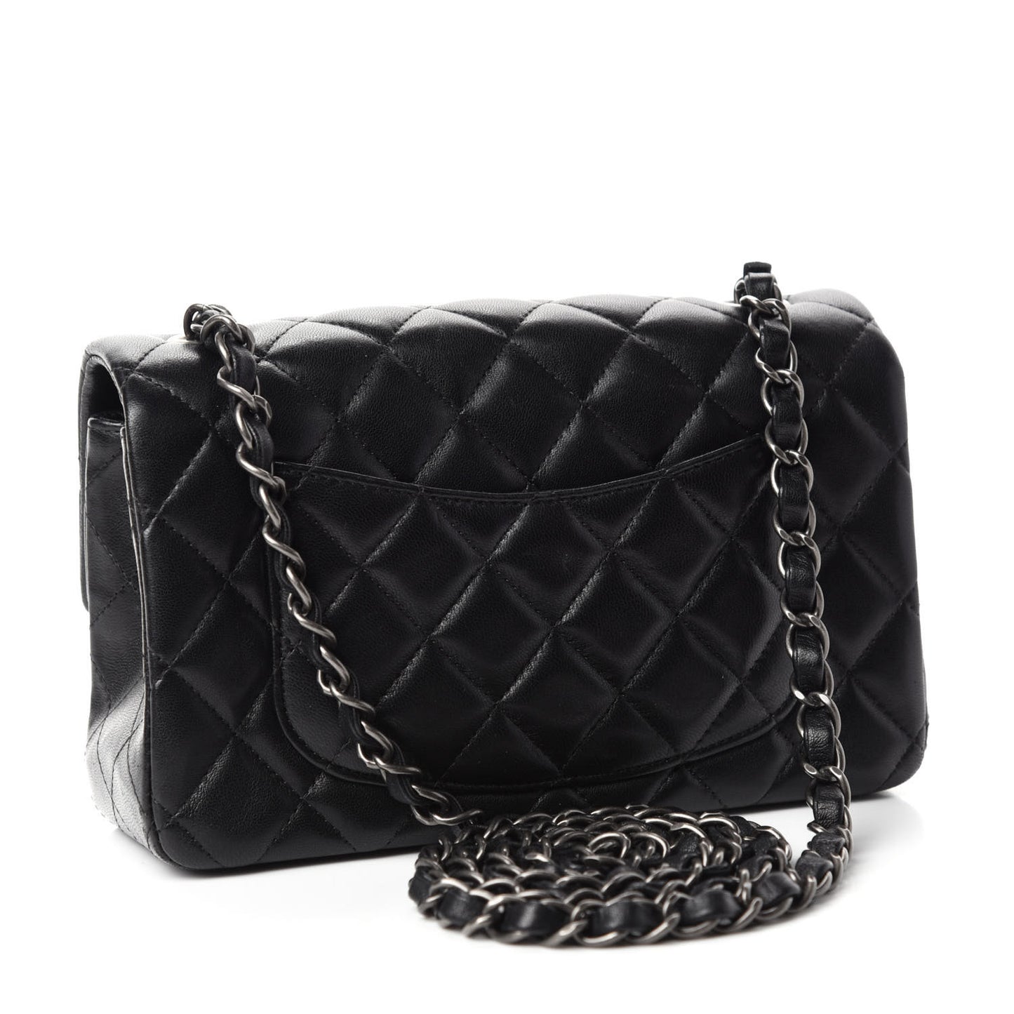Lambskin Quilted Mini Rectangular Flap Black