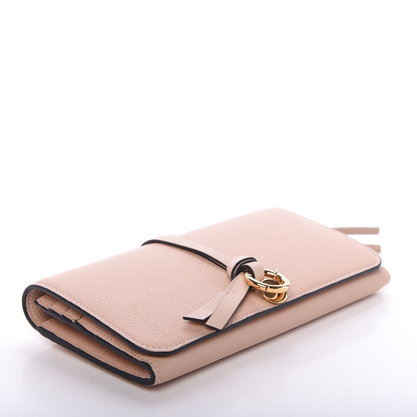 Calfskin Alphabet Long Wallet Blush Nude