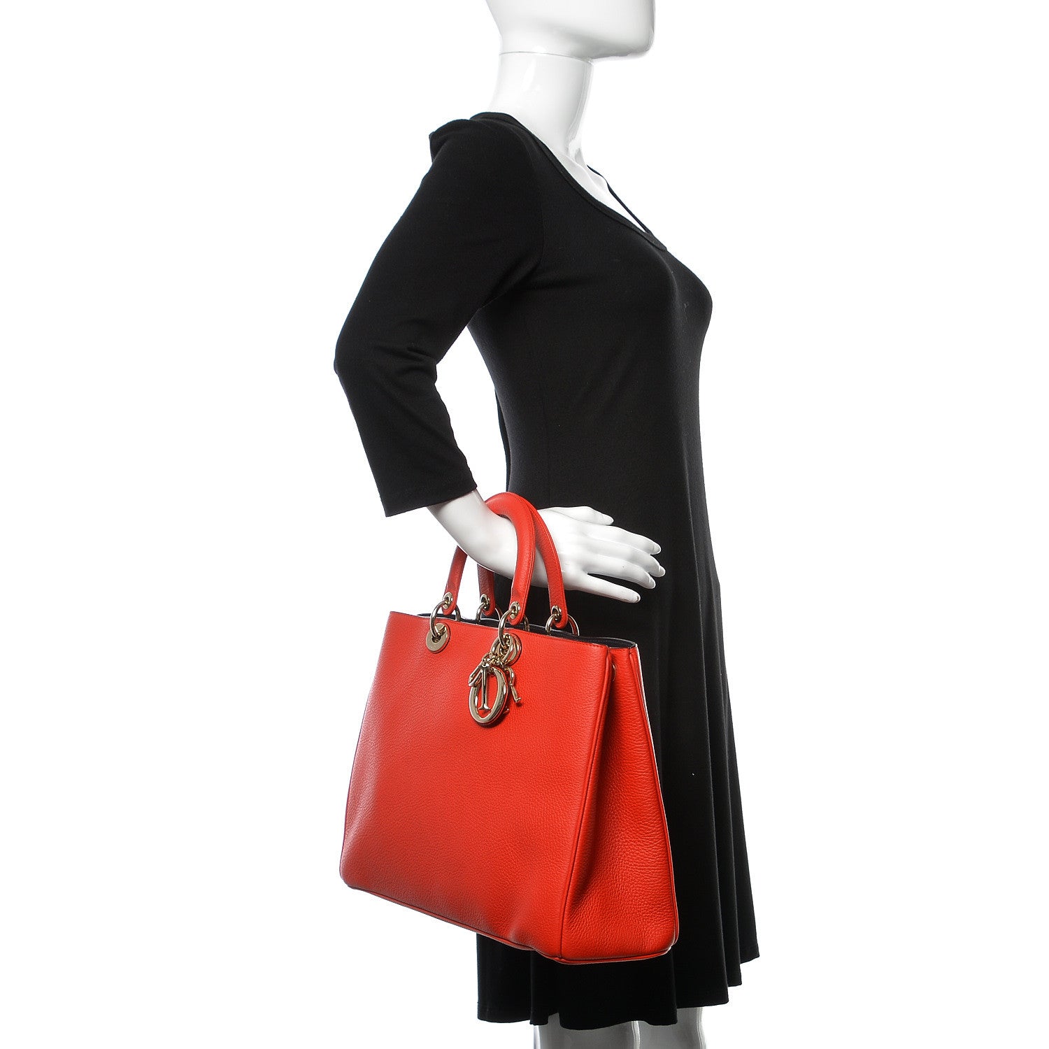 Christian Dior Bullcalf Large Diorissimo Tote Red 3 of 13