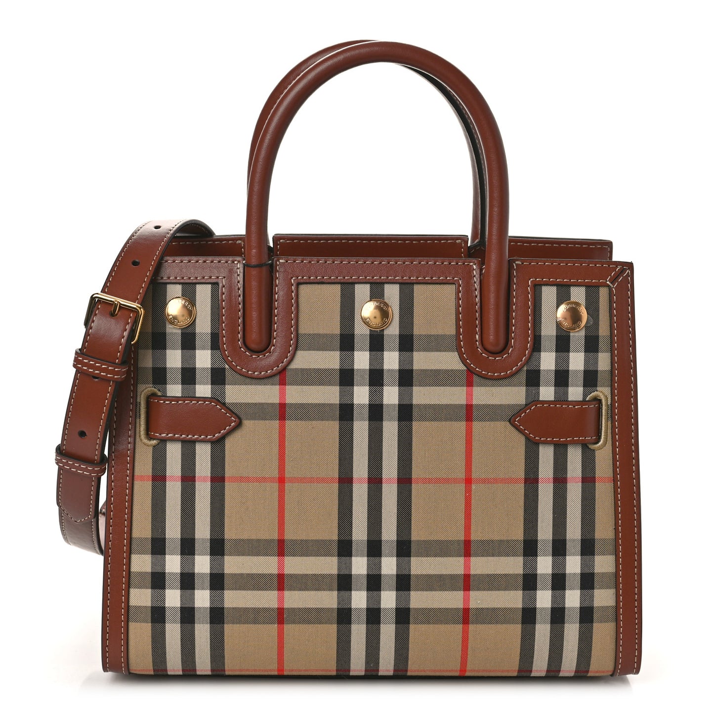 Calfskin Vintage Check Mini Two Handle Title Bag Archive Beige