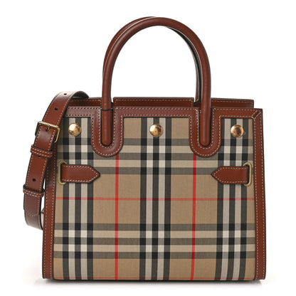 Burberry Calfskin Vintage Check Mini Two Handle Title Bag Archive Beige 1 of 8